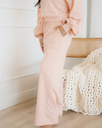 Miles Crop Pullover Drawstring Wide Leg Pants Set - Pink