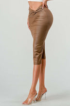Athina High-Quality Fabric Soft PU Midi Skirt