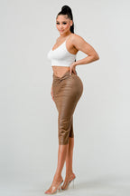 Athina High-Quality Fabric Soft PU Midi Skirt
