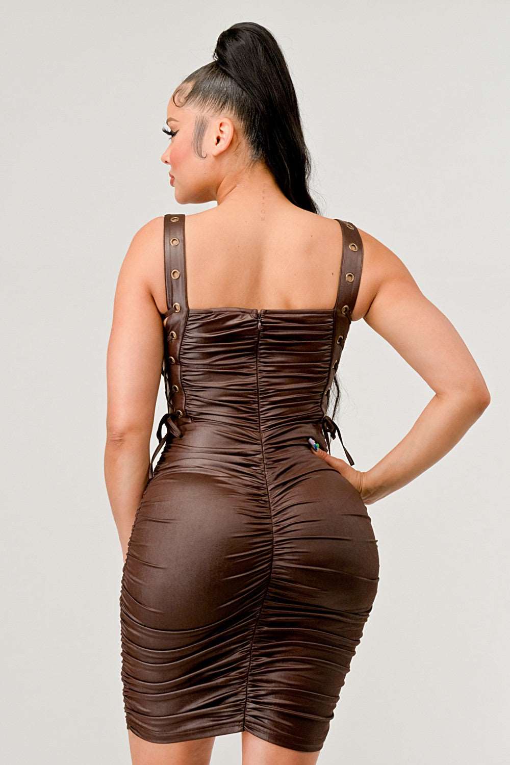 ATHINA Playful soft PU mini dress