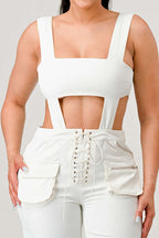 classic white cut out matching set