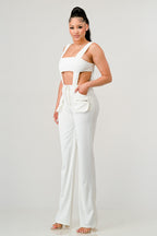 classic white cut out matching set