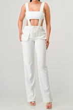classic white cut out matching set