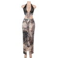 Elegant Sexy Leopard Print Hot Girl Hip cut out Maxi Dress