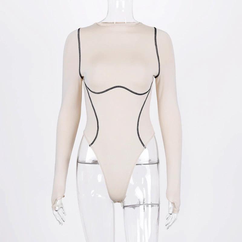 Long sleeve exposed seams bodysuit