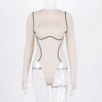 Long sleeve exposed seams bodysuit