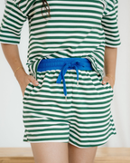 Elsa Stripe Drop Shoulder Boxy Casual Terry Short Set - Green