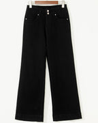 Brooke 2-Button High Waist Flared Bottom Jeans - Black