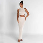 Sleeveless Halter Long Skirt Set