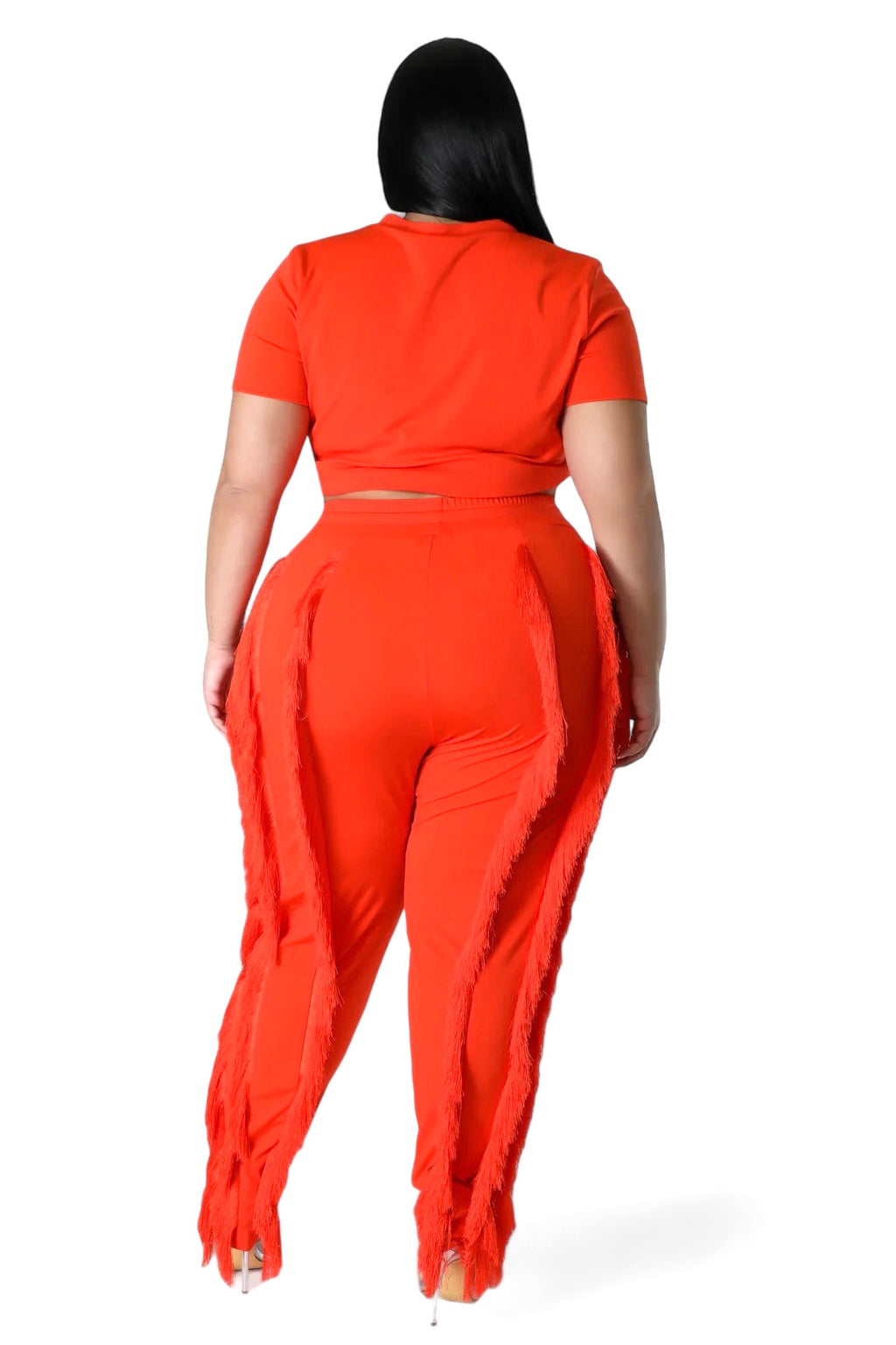 Curvy Short Sleeve Top Matching Tassel Set