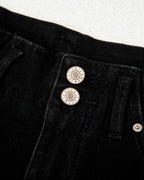 Brooke 2-Button High Waist Flared Bottom Jeans - Black