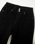 Brooke 2-Button High Waist Flared Bottom Jeans - Black
