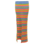 Stripe Sweater Crop Top Matching Long Skirt Split