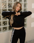 Pullover Wide Leg Pants 2pcs Outfit - Black