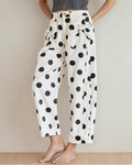 Polka Dot Print Bow Detail Pocketed Jeans