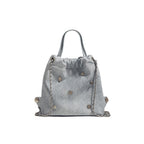 Denim blue chain backpack multi-functional portable shoulder bag