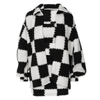 Black And White Checkered Coat and Skirt Set