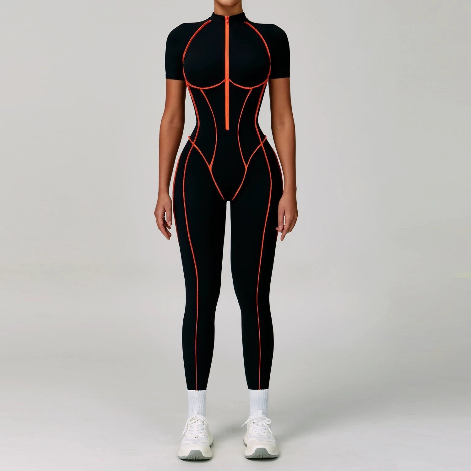 Contrast Color Yoga Workout Clothes Hollow-out Beauty Back Tight Jumpsuit