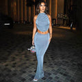 Sleeveless Halter Long Skirt Set