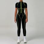 Contrast Color Yoga Workout Clothes Hollow-out Beauty Back Tight Jumpsuit
