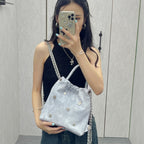 Denim blue chain backpack multi-functional portable shoulder bag
