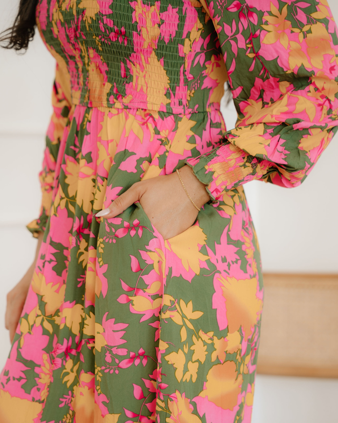 Tinsley Floral Puff Sleeve Smocked Bodice Frill Tiered Dress
