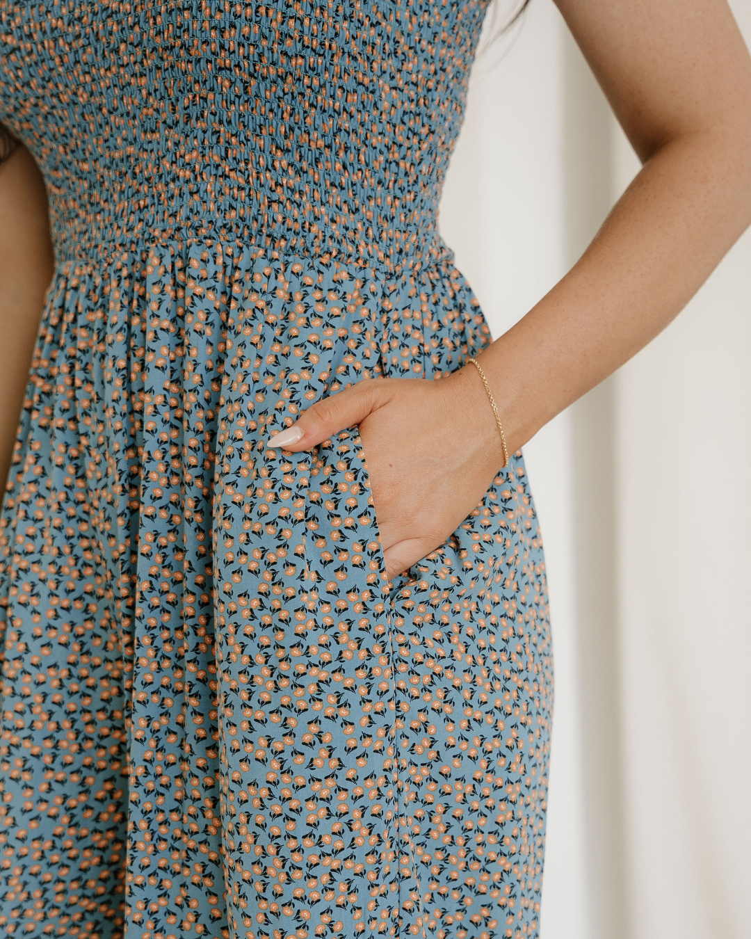 Angelica Square Neckline Stretch High Waist Jumper -  Sea Green Floral