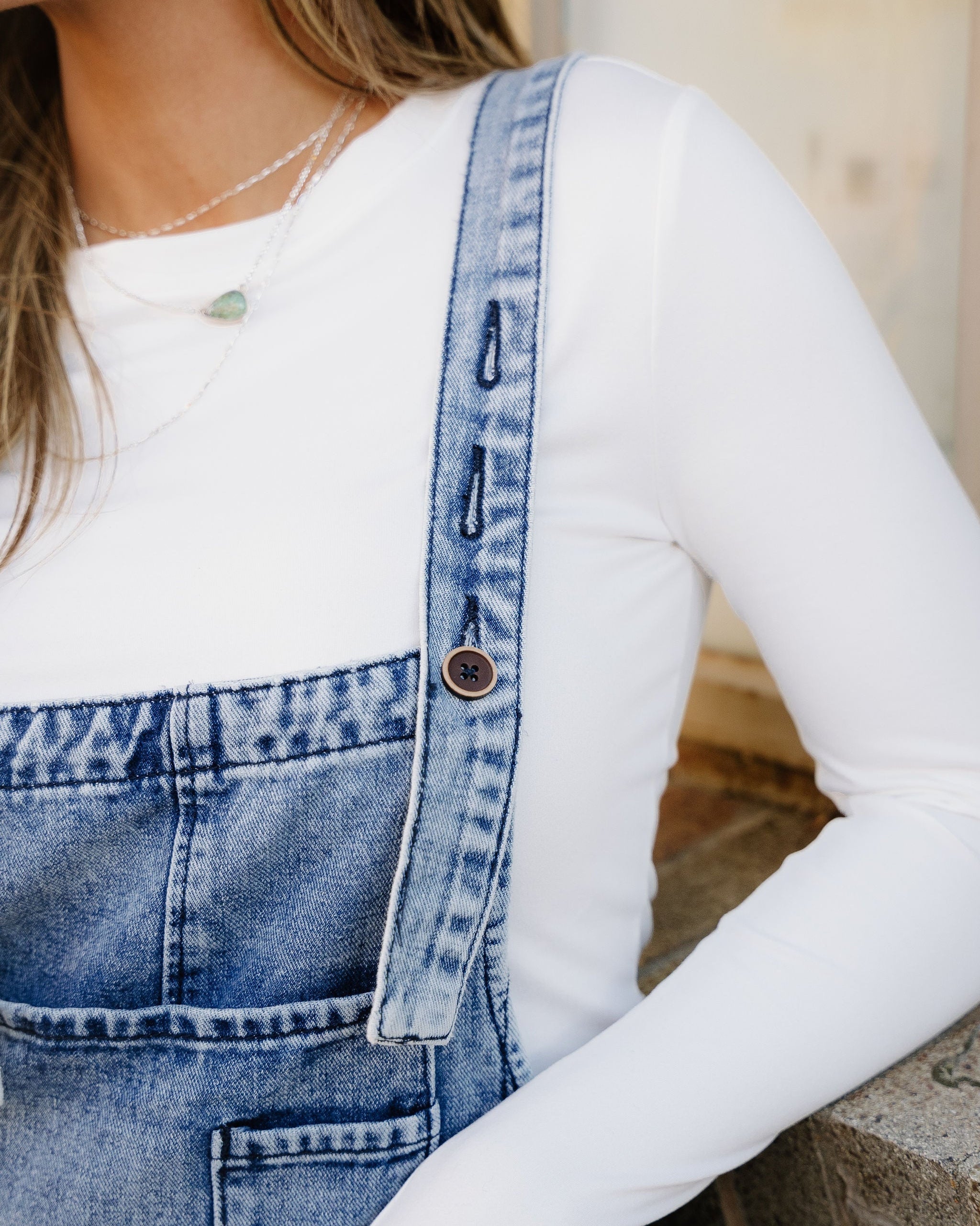 Distressed Overalls - Blue Wash