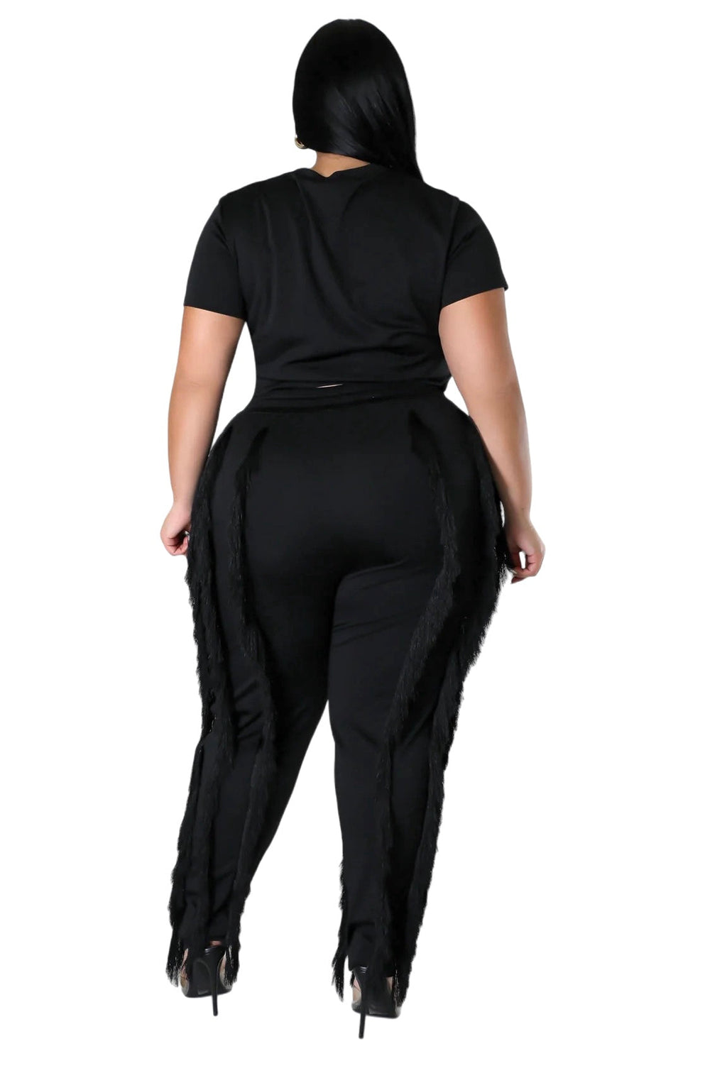Curvy Short Sleeve Top Matching Tassel Set