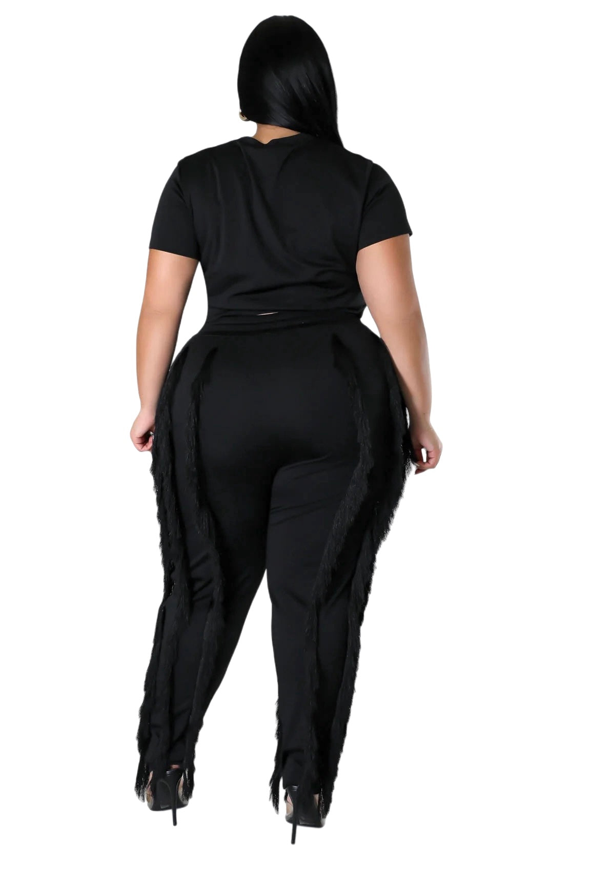 Curvy Short Sleeve Top Matching Tassel Set