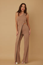 One Shoulder Strap Draped Layer W Rhinestone Sets