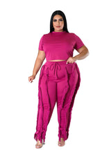 Curvy Short Sleeve Top Matching Tassel Set