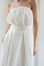 IN DOLLY WE TRUST WOVEN MIDI DRESS