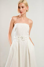 LIFE'S COMPASS WOVEN MIDI DRESS