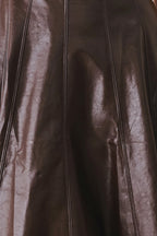 DARK TRUFFLE FAUX LEATHER MIDI DRESS