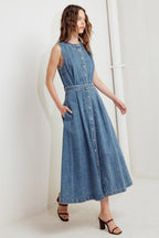 MIDNIGHT RODEO DENIM MIDI DRESS