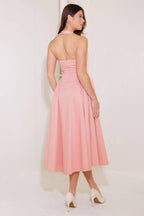 CAUGHT IN THE RAIN PINK WOVEN MIDI DRESS