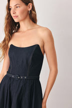 PARTY MUSE DENIM MIDI DRESS