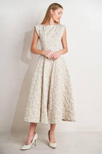 STATEMENT IN IVORY WOVEN MIDI DRESS
