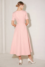 SPRING ICON PINK WOVEN MIDI DRESS