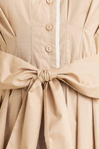 CATCH YOU LATER KHAKI WOVEN MIDI DRESS