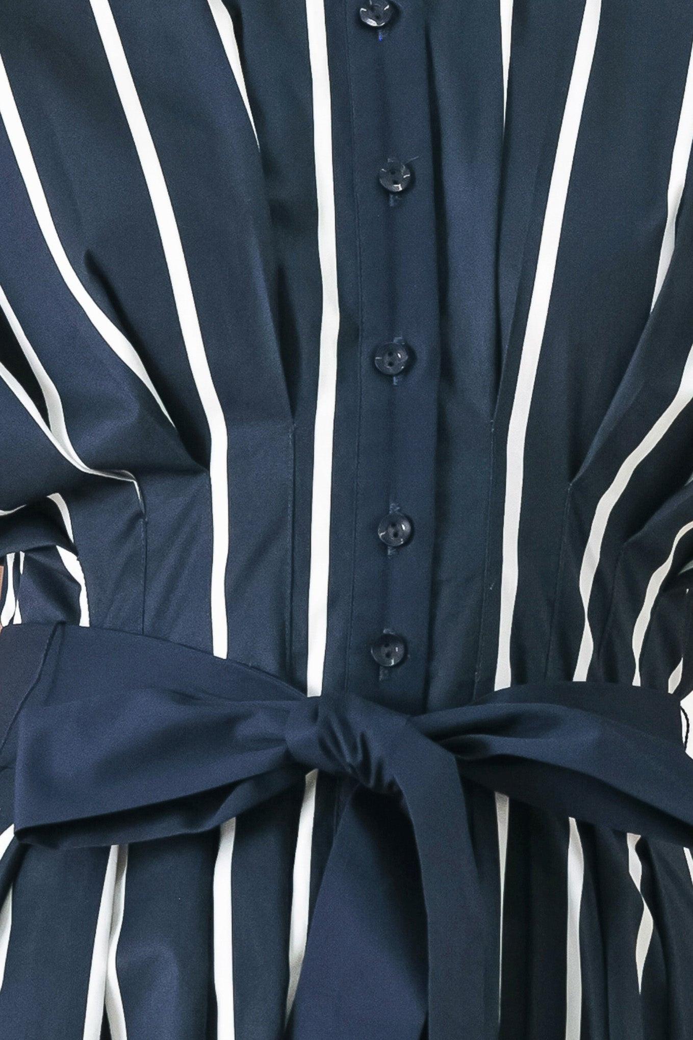 [PREORDER] PINSTRIPE STORY WOVEN MIDI DRESS