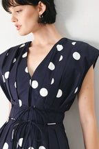 BLUE MOON DOT WOVEN MIDI DRESS