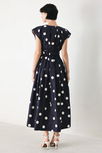 BLUE MOON DOT WOVEN MIDI DRESS