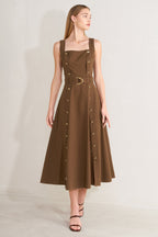 SWEET SIENNA WOVEN MIDI DRESS