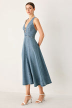 SUNDAY MUSE DENIM MIDI DRESS