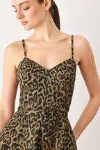 LEOPARD SWEETHEART WOVEN MINI DRESS