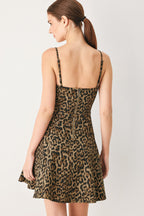 LEOPARD SWEETHEART WOVEN MINI DRESS
