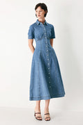 VINTAGE SKY DENIM MIDI SHIRT MIDI DRESS