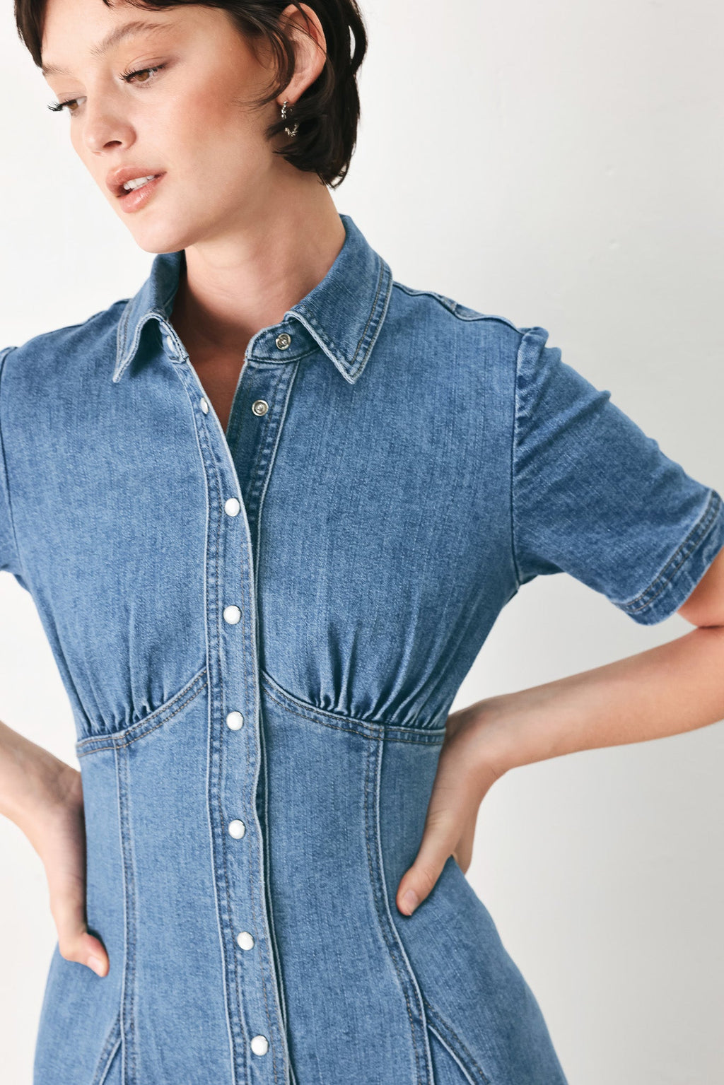 VINTAGE SKY DENIM MIDI SHIRT MIDI DRESS